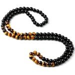 Black Onyx Tiger Eye Bead Necklace for Men