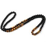 Black Onyx Tiger Eye Bead Necklace for Men