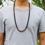 Black Onyx Tiger Eye Bead Necklace for Men