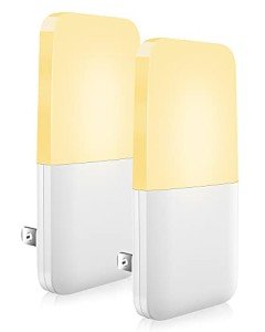 Warm White LED Night Lights with Sensor, 2 Pack
