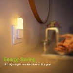Warm White LED Night Lights with Sensor, 2 Pack
