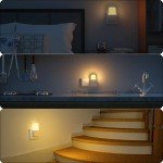 Warm White LED Night Lights with Sensor, 2 Pack