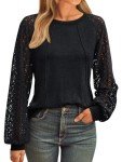 Chic Black Long Sleeve Women's Casual Blouse