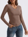 Chic V Neck Long Sleeve Crop Top for Women