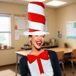 Red and White Striped Stovepipe Party Hat