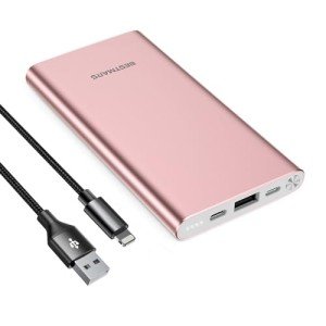 10,000mAh Fast Charging Portable Power Bank - Pink