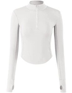 Women's Lightweight Cropped Workout Half Zip Jacket