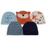 Gerber 5-Pack Baby Caps - Blue Fox Design