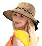 Women's Foldable Straw Beach Hat - UPF 50+