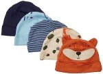 Gerber 5-Pack Baby Caps - Blue Fox Design