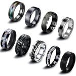 9Pcs Stainless Steel Fidget Rings Set for Everyone