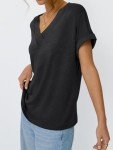 Womens Casual V Neck Short Sleeve T-Shirt
