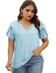Trendy Women's Summer V-Neck Petal Sleeve Top