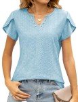 Trendy Women's Summer V-Neck Petal Sleeve Top
