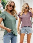 Trendy Women's Summer V-Neck Petal Sleeve Top