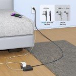 Flat Plug Power Strip with USB Ports, 5ft
