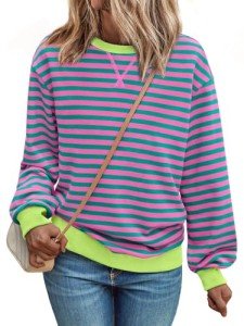 Chic Striped Crewneck Sweatshirts for Women