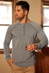 Men's Casual Grey Henley T-Shirt Under $10