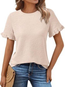 Women's Short Sleeve Ruffle T-Shirt Tops