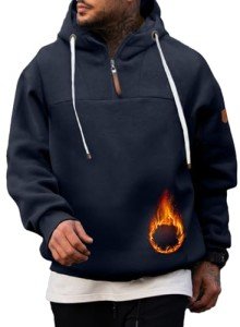 Blue Men's Zip Hoodie with Kangaroo Pockets