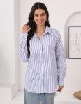 Striped Long Sleeve V Neck Blouse for Women