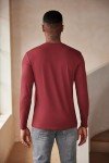 Men's Long Sleeve Henley Tee - Wine Red