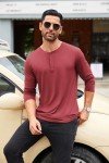 Men's Long Sleeve Henley Tee - Wine Red