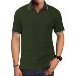 Men's Short Sleeve Zipper Polo Shirt - Green