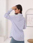 Striped Long Sleeve V Neck Blouse for Women