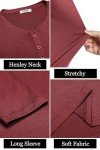 Men's Long Sleeve Henley Tee - Wine Red