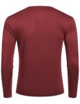 Men's Long Sleeve Henley Tee - Wine Red
