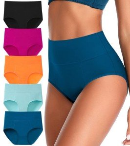 ASIMOON Women's Cotton High Waisted Underwear