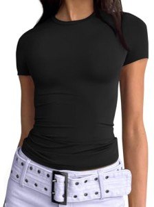 Chic Black Scoop Neck Crop Top for Women