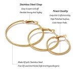 6 Pairs Gold & Silver Hoop Earrings Set