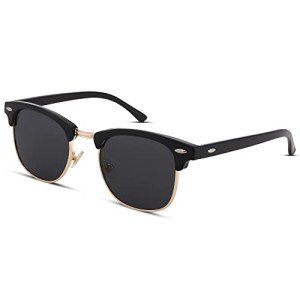 Sleek Polarized Semi-Rimless Sunglasses in Black/Gold