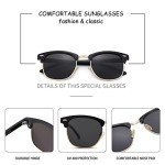 Sleek Polarized Semi-Rimless Sunglasses in Black/Gold