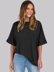 Oversized Black Crewneck Tee for Women