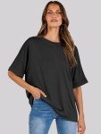 Oversized Black Crewneck Tee for Women
