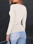 Womens Long Sleeve Square Neck Ribbed Top