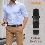 Men's Casual Black Leather Belt - Stylish & Versatile