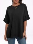 Oversized Black Crewneck Tee for Women