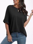 Oversized Black Crewneck Tee for Women