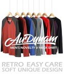 Men's Casual V-Neck Baseball T-Shirt - Oatmeal