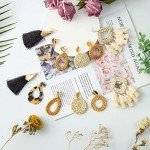 6 Pairs Lightweight Rattan Hoop Earrings for Summer