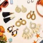 6 Pairs Lightweight Rattan Hoop Earrings for Summer