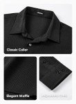 Men's Black Long Sleeve Waffle Button-Up Shirt