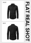 Men's Black Long Sleeve Waffle Button-Up Shirt