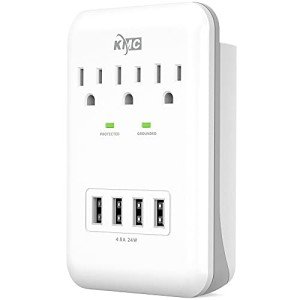 3-Outlet Surge Protector with 4 USB Ports