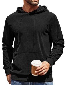 Casual Black Hooded Pullover for Men