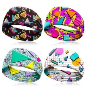 4 Pack Neon Headbands - Retro 80s 90s Style